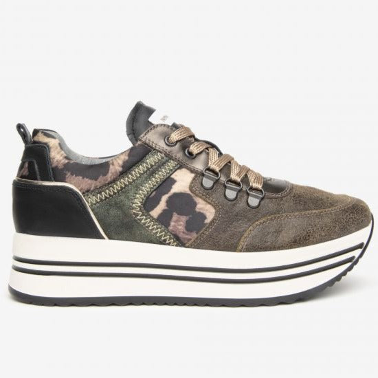 Wedge sneakers NeroGiardini woman brown animalier