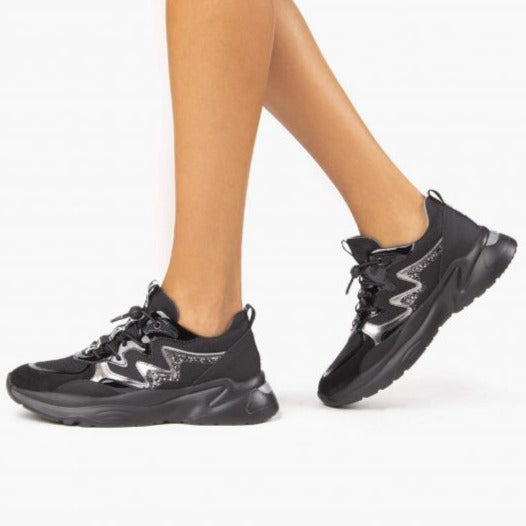 Sneakers NeroGiardini donna nero elastico