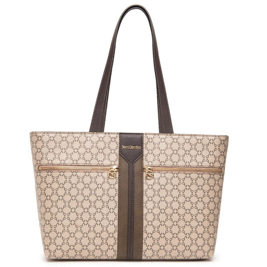 Borsa tote NeroGiardini beige con trama