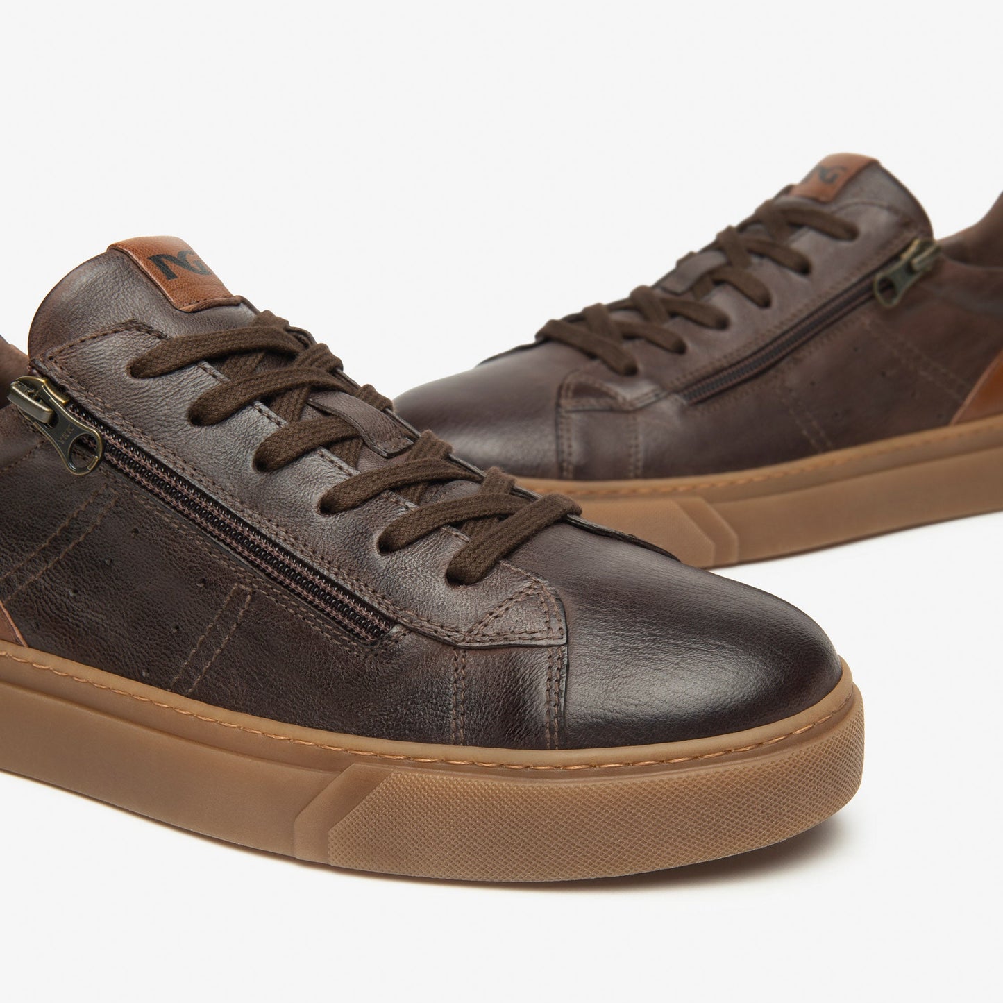 Sneakers NeroGiardini uomo pelle marrone zip