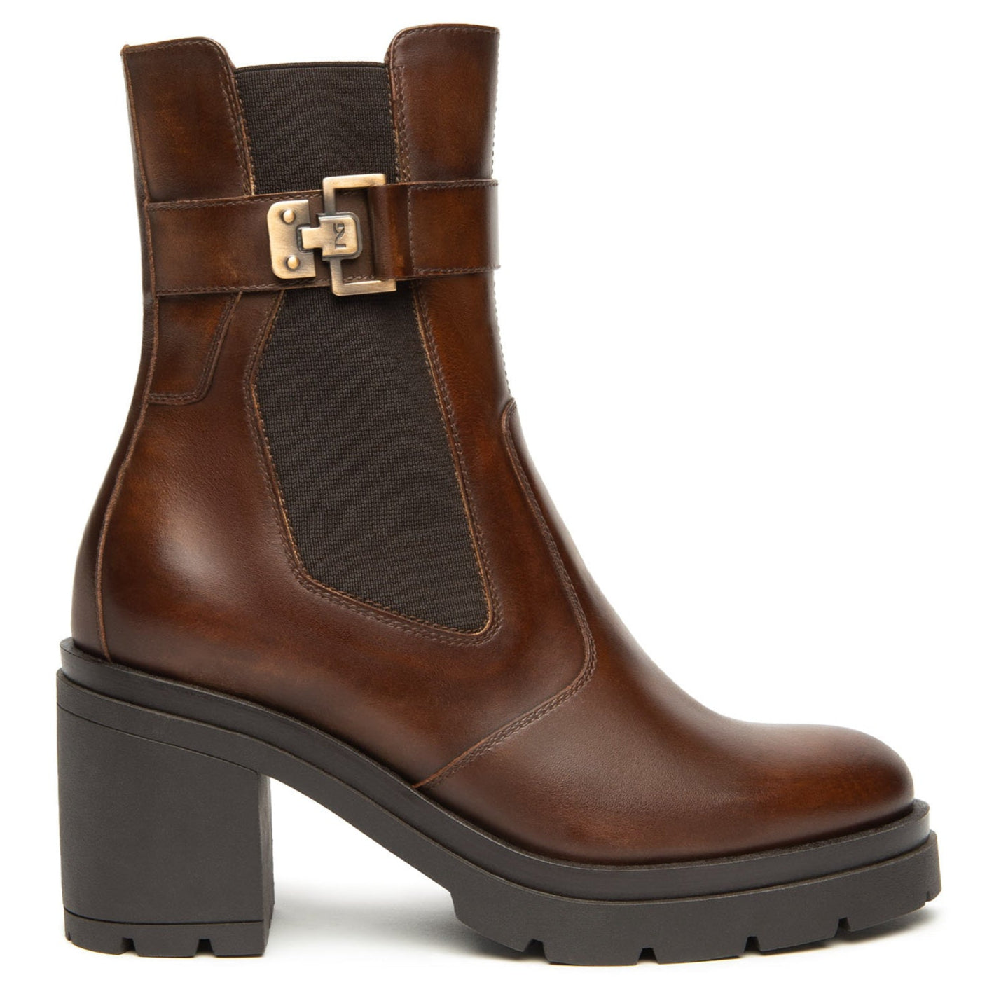 Chelsea ankle boots NeroGiardini woman brown leather heel