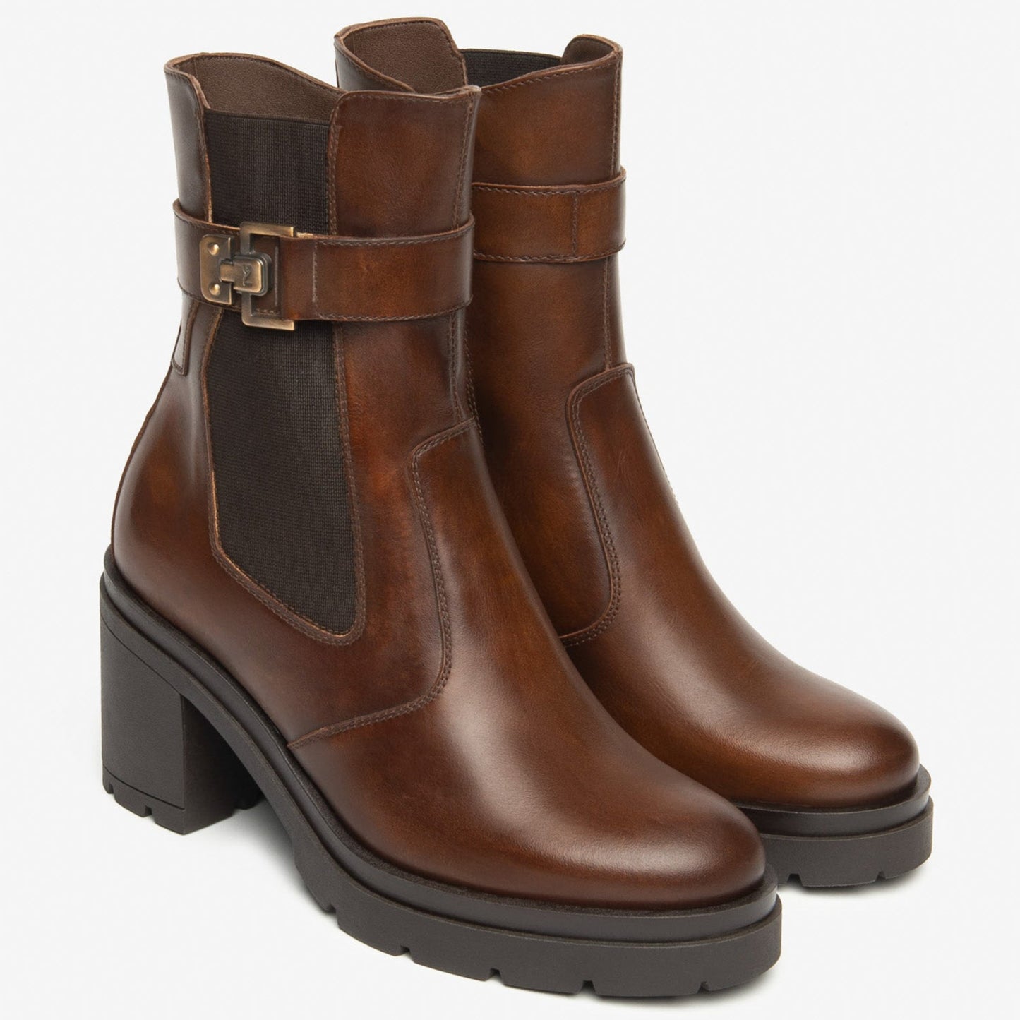 Chelsea ankle boots NeroGiardini woman brown leather heel