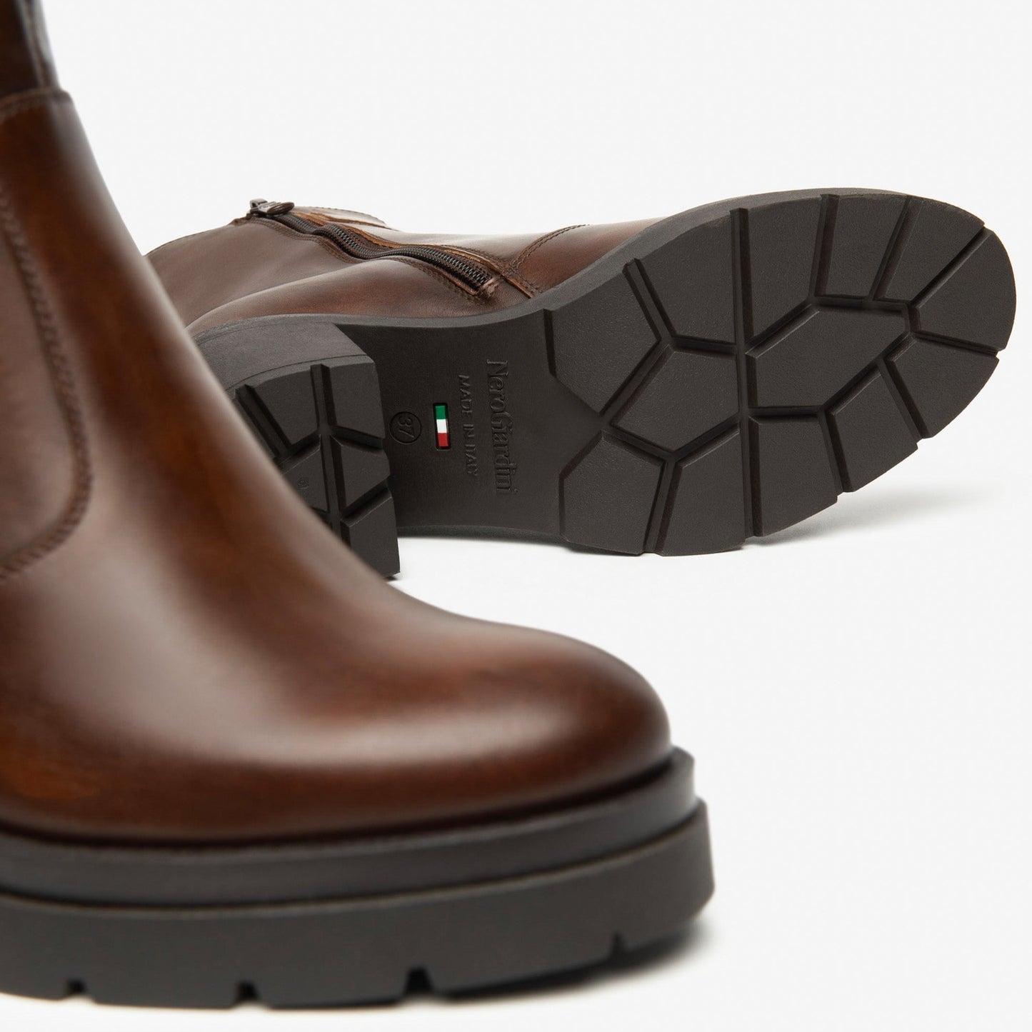 Chelsea ankle boots NeroGiardini woman brown leather heel