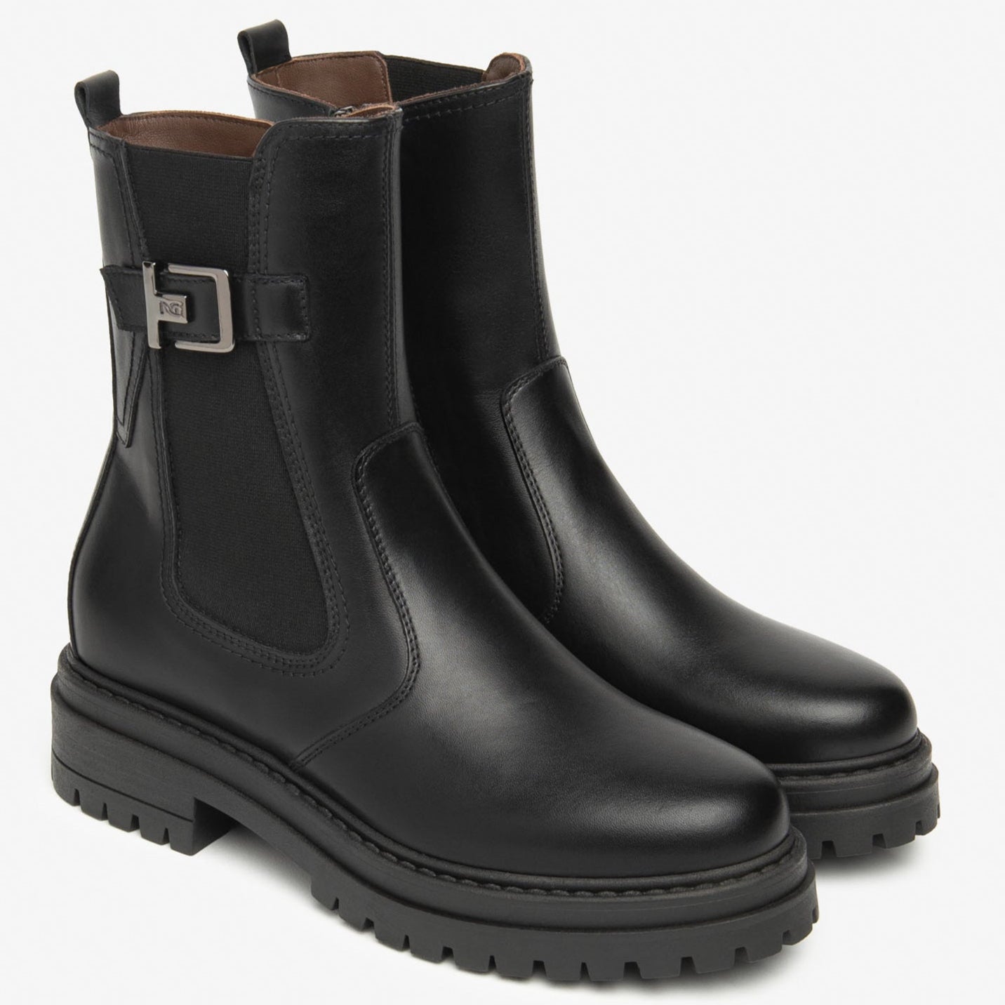 Stivali Chelsea NeroGiardini donna pelle nero zip interna