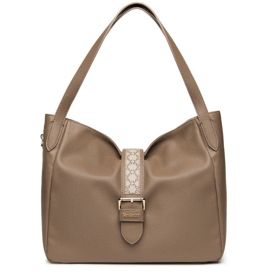 Borsa hobo grande NeroGiardini beige con trama