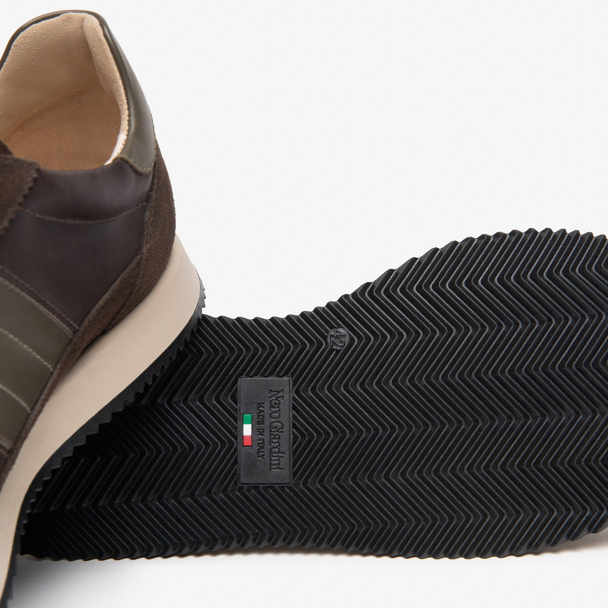 Sneakers NeroGiardini man coffee brown suede leather