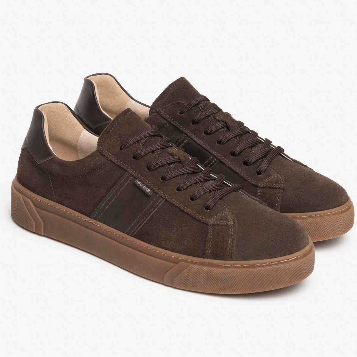 Sneakers NeroGiardini man brown suede insert