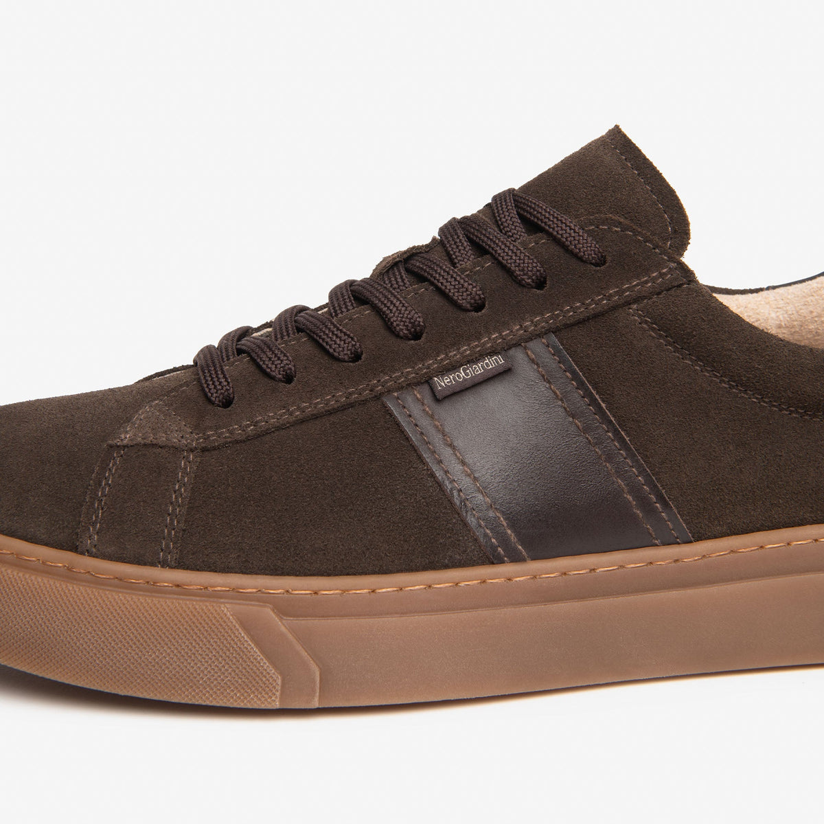 Sneakers NeroGiardini man brown suede insert