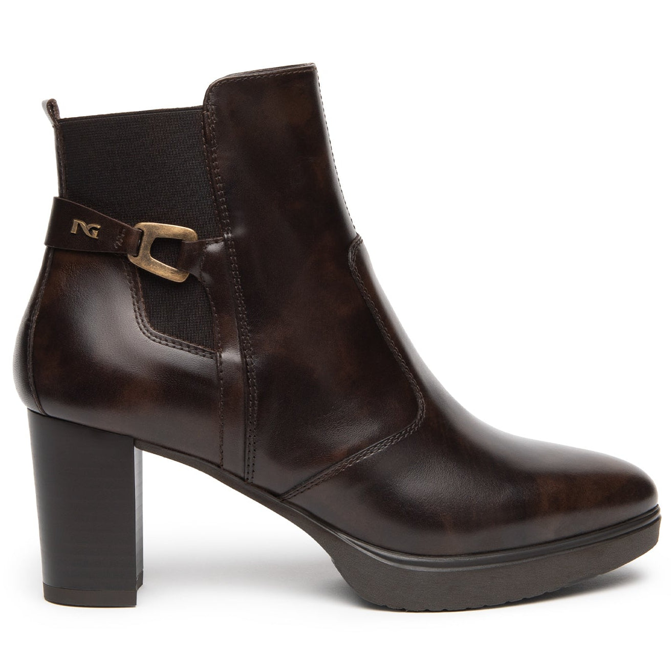 Ankle boots NeroGiardini woman dark brown leather heeled