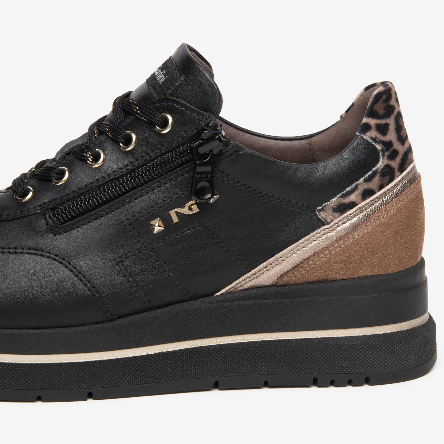 Sneakers NeroGiardini donna pelle nero zeppa