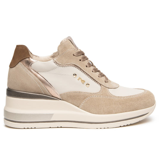 Sneakers NeroGiardini donna pelle beige zeppa