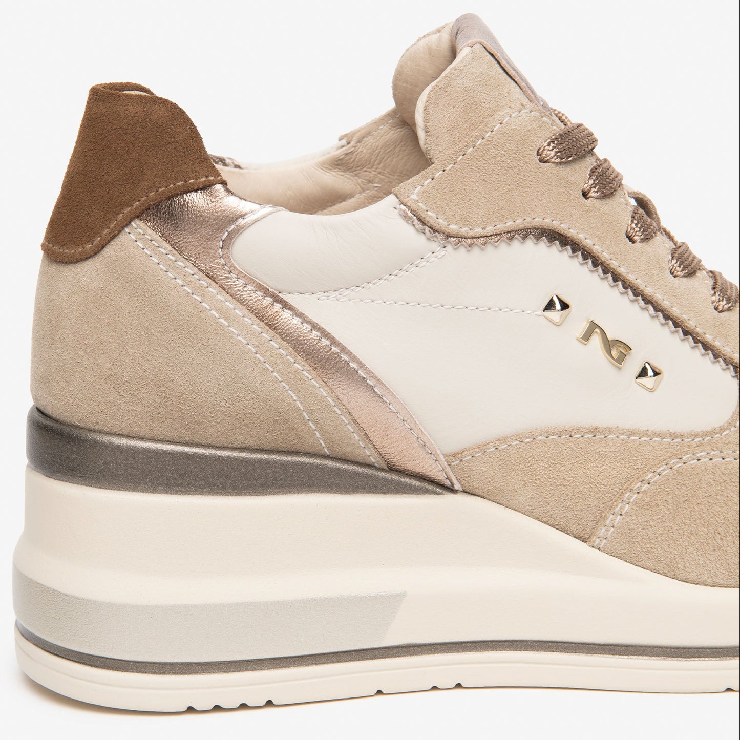 Sneakers NeroGiardini donna pelle beige zeppa