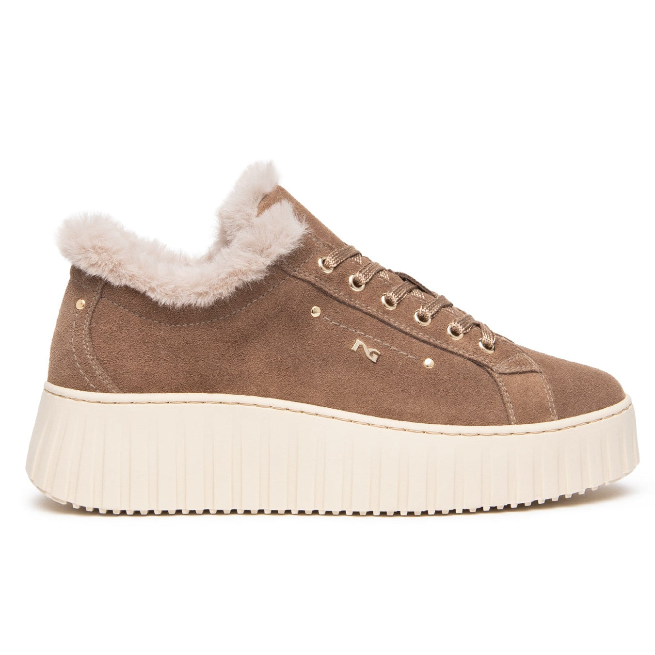 Sneakers NeroGiardini donna pelle beige pelo