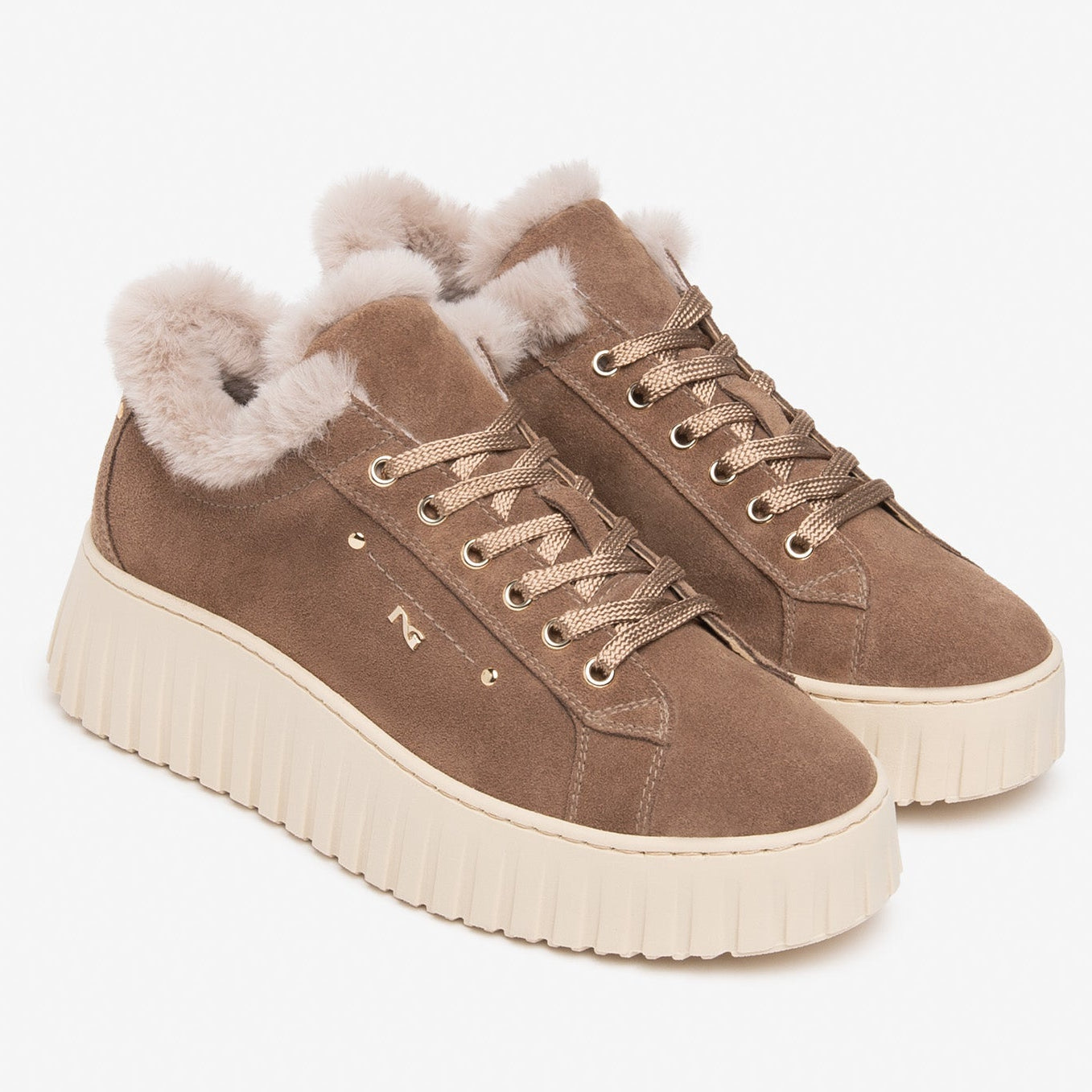 Sneakers NeroGiardini donna pelle beige pelo