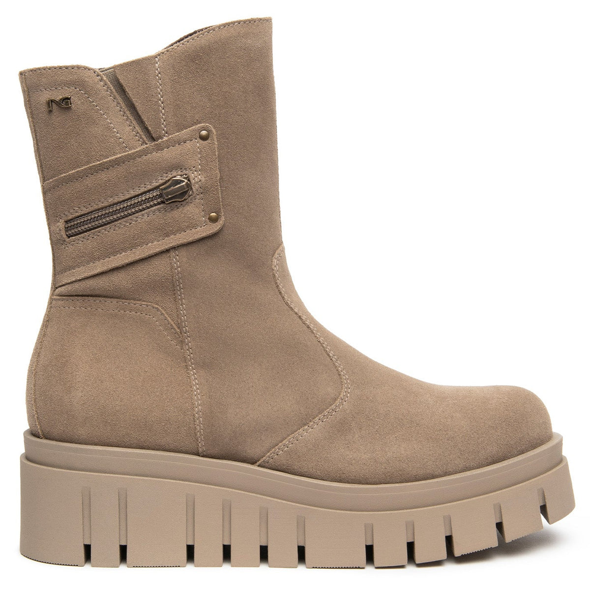 Ankle boots NeroGiardini woman beige suede leather