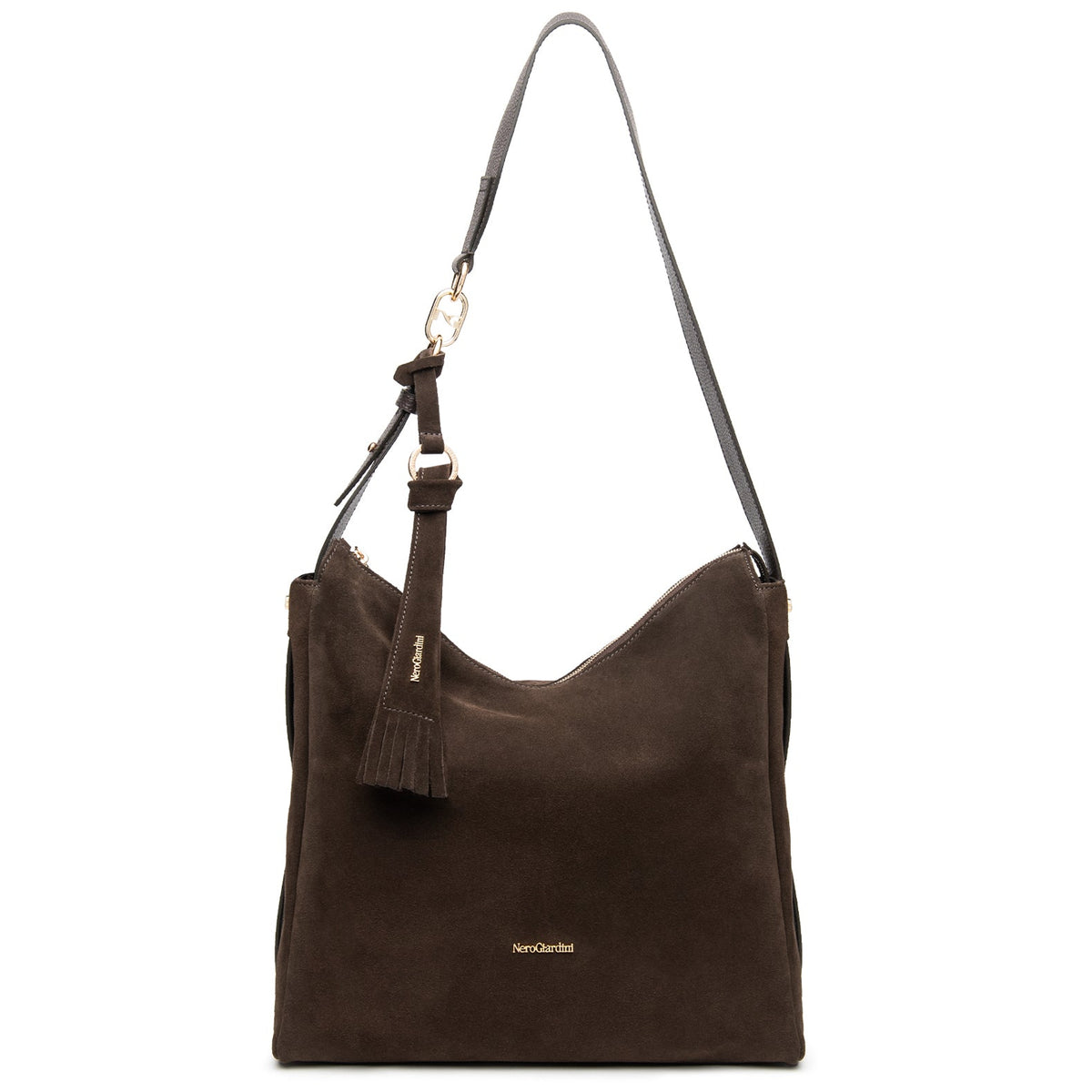 Hobo bag NeroGiardini brown suede leather