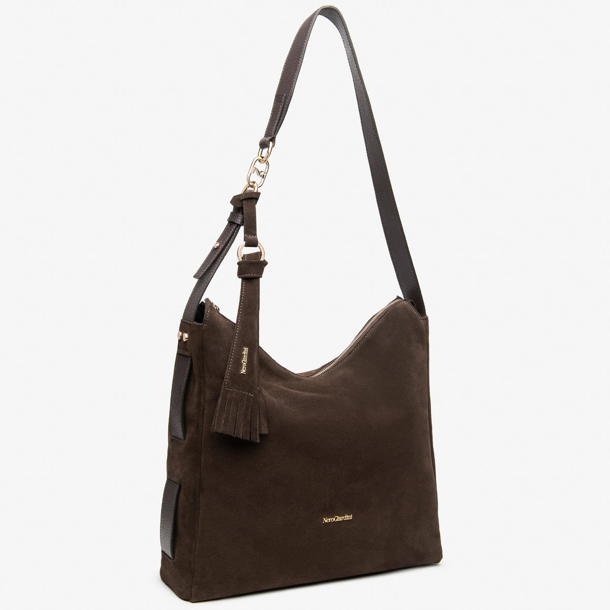 Hobo bag NeroGiardini brown suede leather