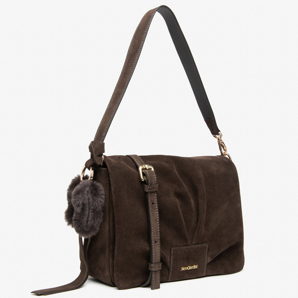 Borsa a spalla NeroGiardini scamosciata marrone