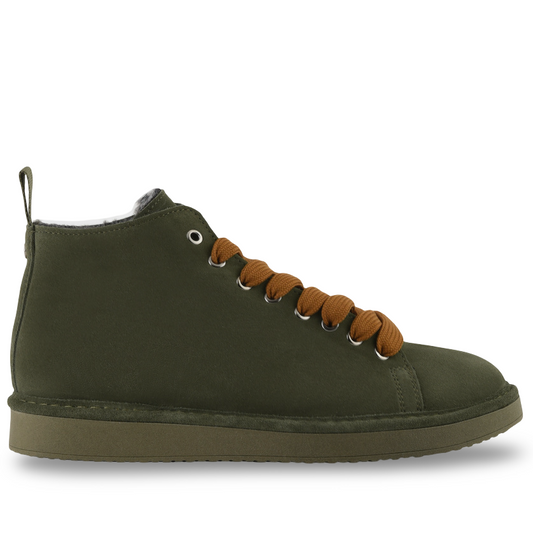 Polacchino Panchic uomo camoscio verde militare con pelo