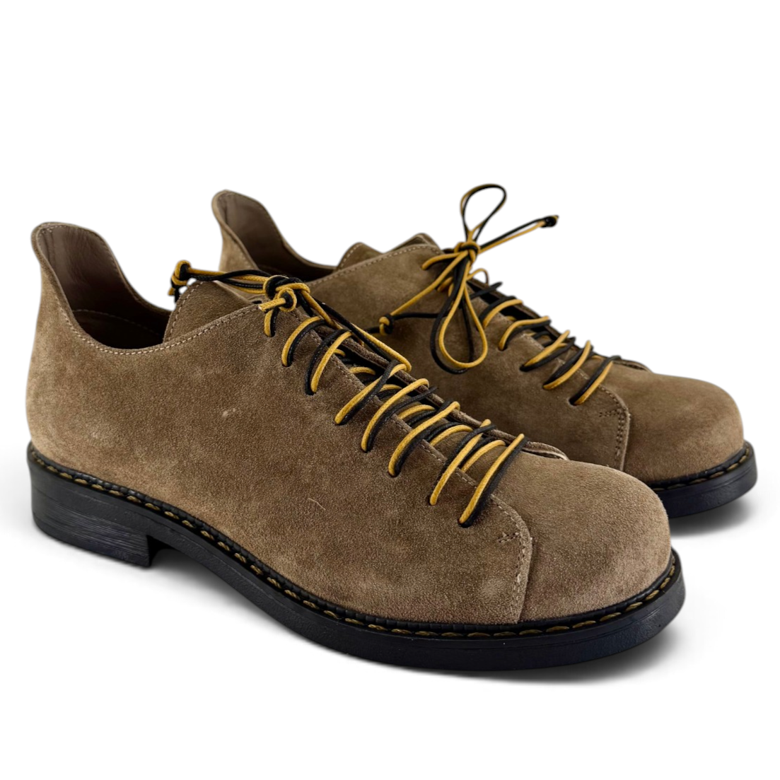 Lace-up shoes Step woman suede leather cork