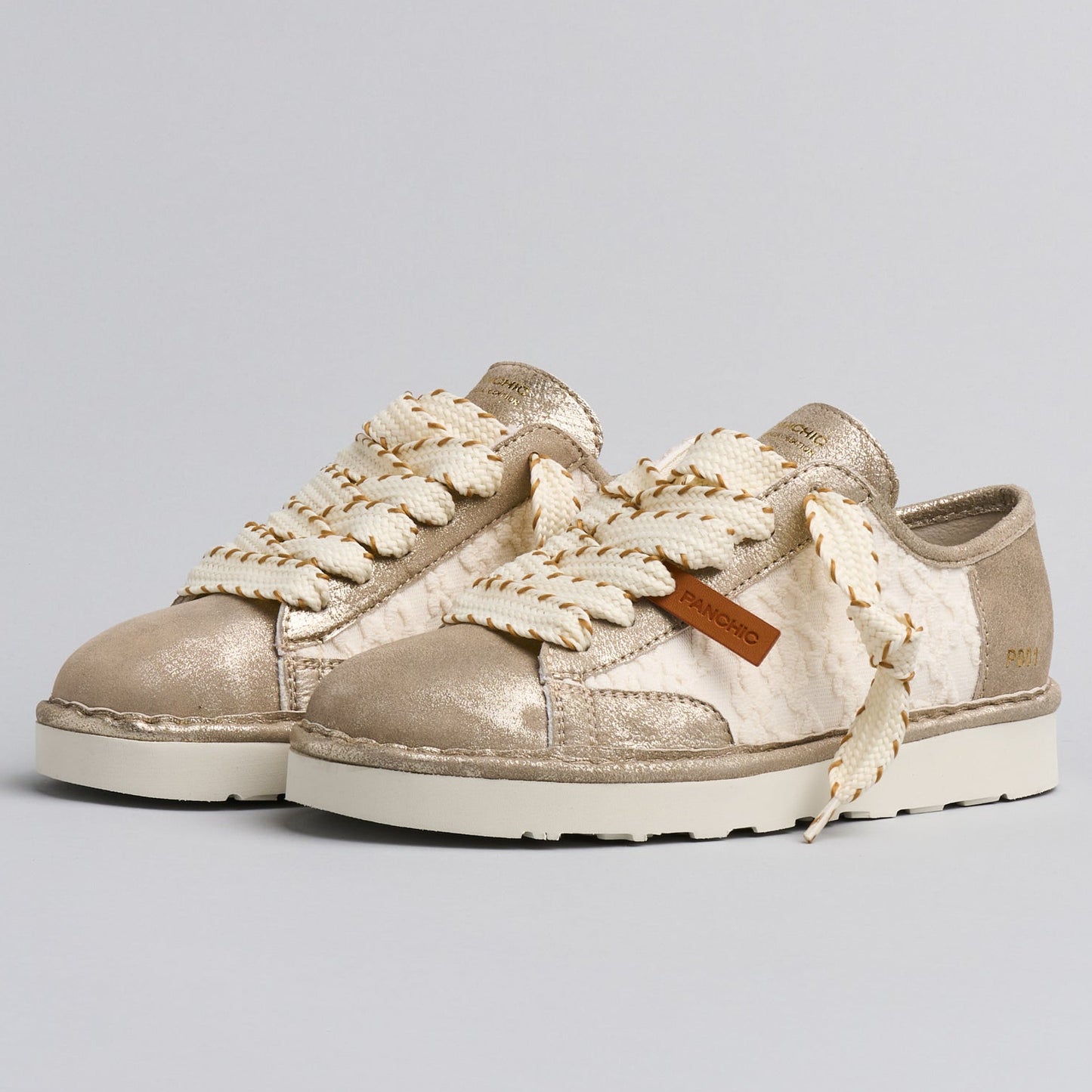 Sneakers Panchic woman platinum laminated leather