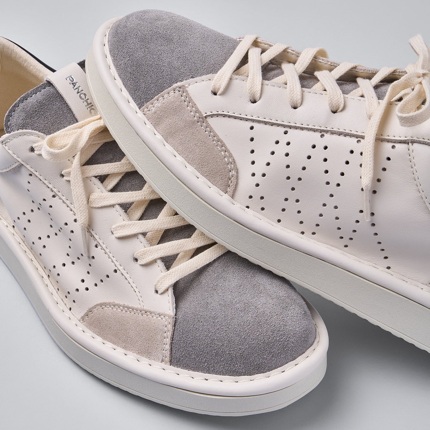 Sneakers Panchic uomo pelle bianco camoscio grigio
