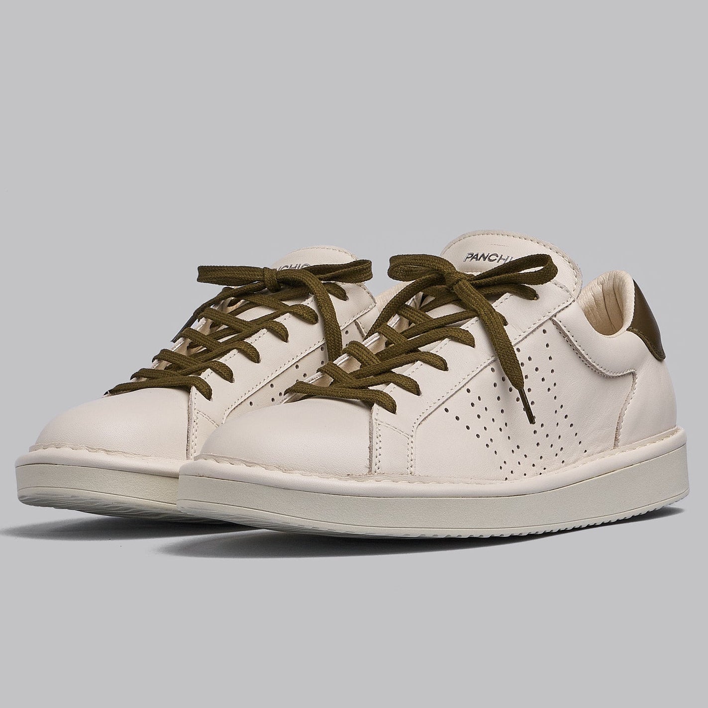 Sneakers Panchic uomo pelle bianco e verde militare