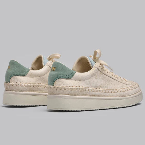 Sneakers Panchic donna pelle lurex avorio e azzurro perla