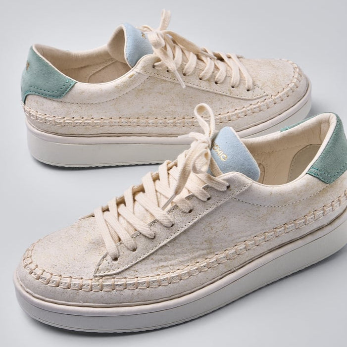 Sneakers Panchic donna pelle lurex avorio e azzurro perla