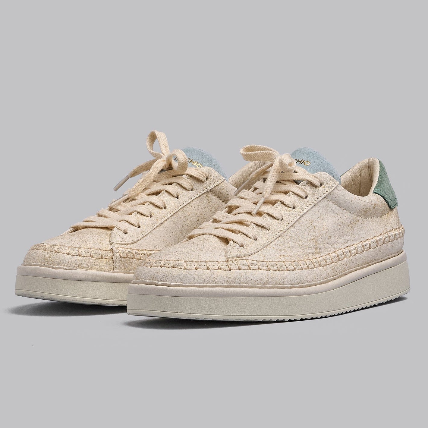 Sneakers Panchic donna pelle lurex avorio e azzurro perla