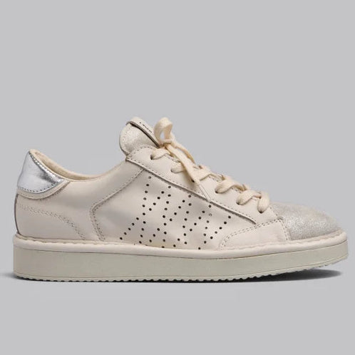 Sneakers Panchic donna pelle bianco e lurex argento