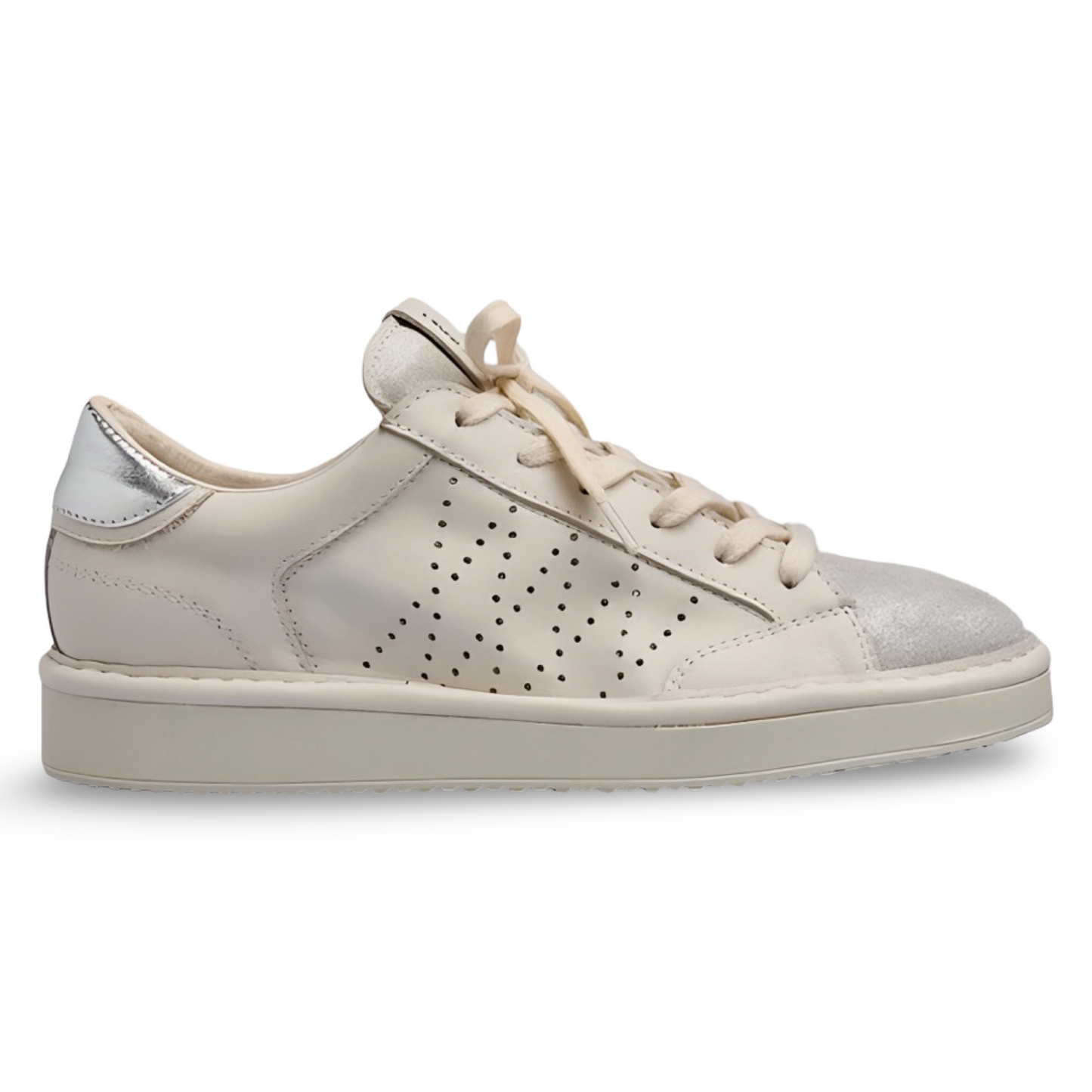 Sneakers Panchic donna pelle bianco e lurex argento