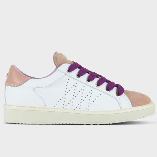 Sneakers Panchic donna pelle e camoscio bianco e rosa cipria