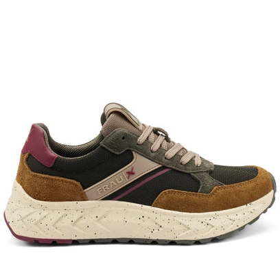 Sneakers Frau X uomo pelle e tessuto tabacco