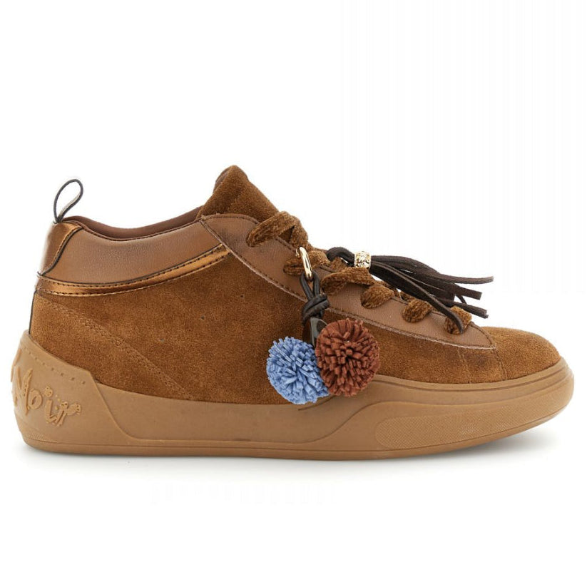 Sneakers CafèNoir woman brown suede charms