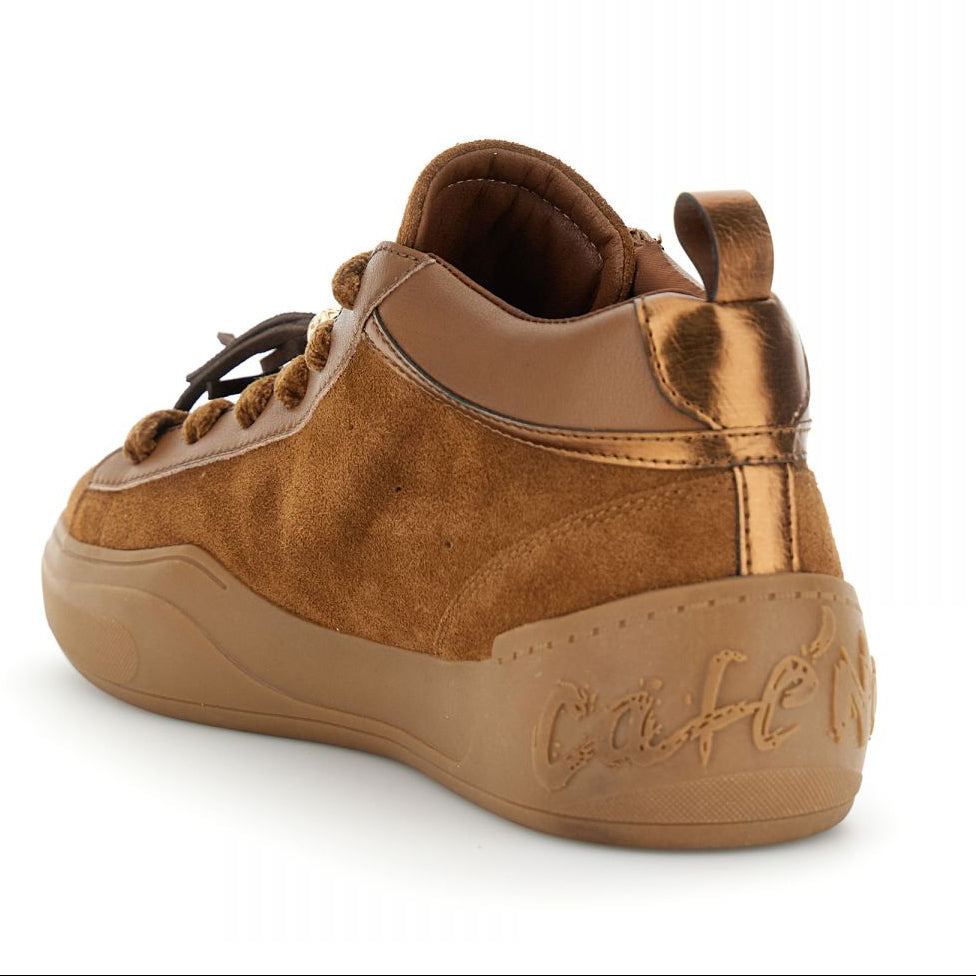 Sneakers CafèNoir woman brown suede charms