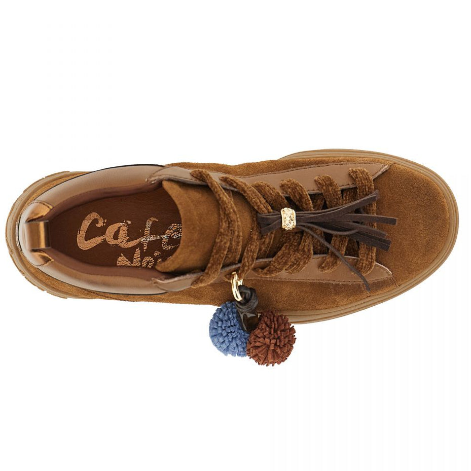 Sneakers CafèNoir woman brown suede charms