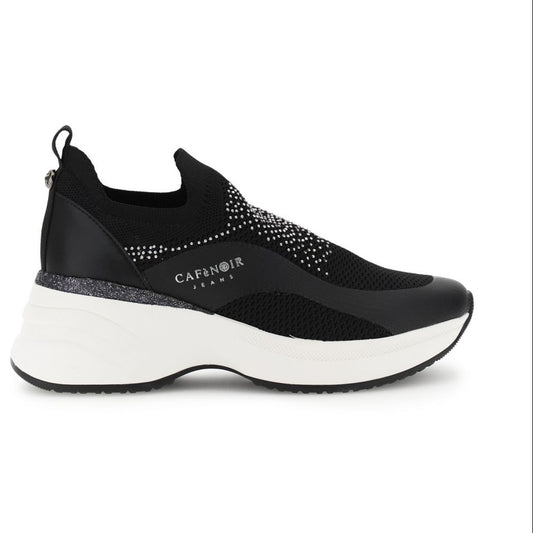 Sneakers slip-on CafèNoir donna tessuto elasticizzato nero