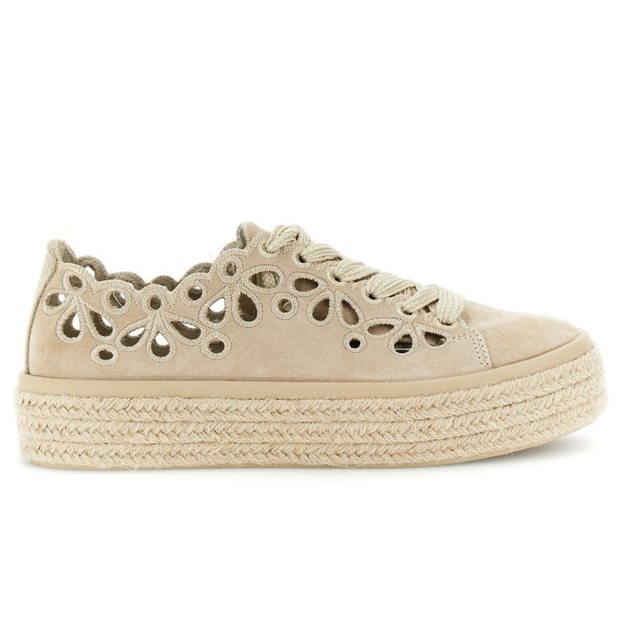 Sneakers CafèNoir donna pelle scamosciata beige