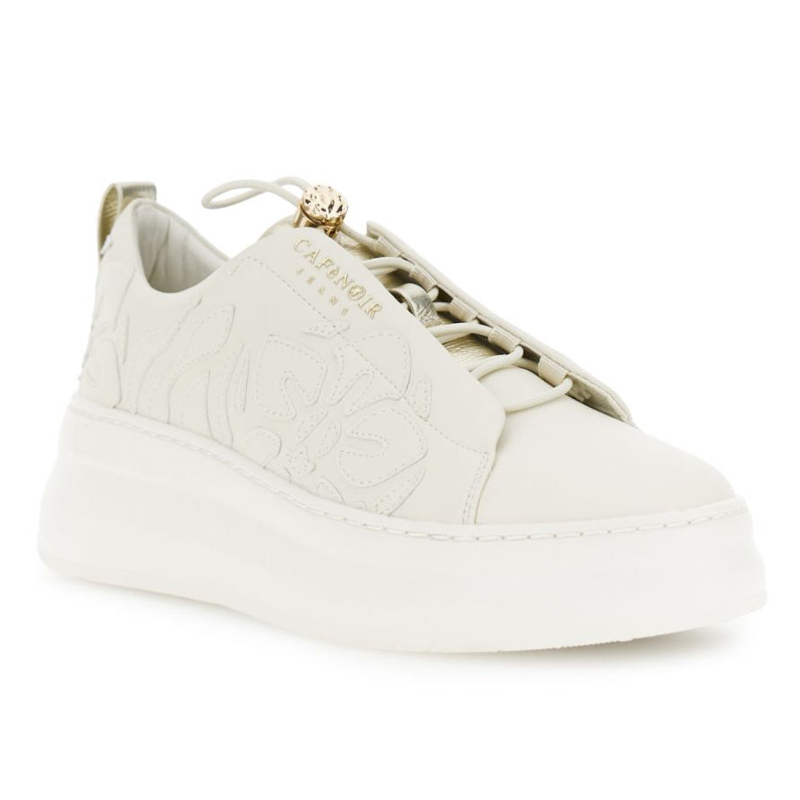 Sneakers CafèNoir donna pelle bianca chiusura elastici