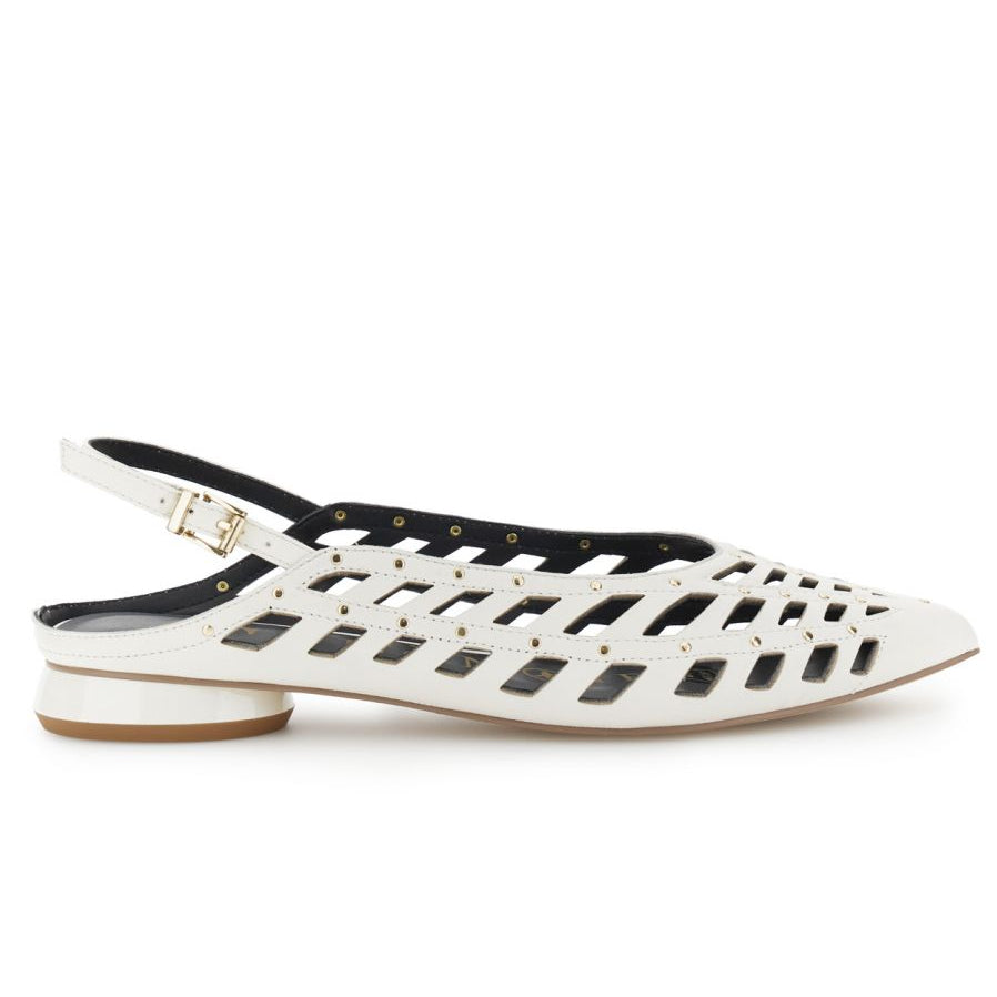 Slingback CafèNoir woman white perforated nappa leather
