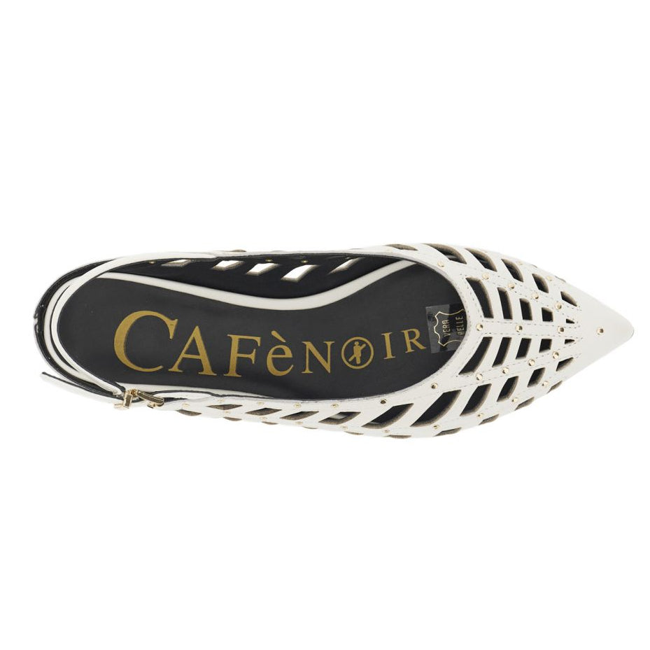 Slingback CafèNoir woman white perforated nappa leather