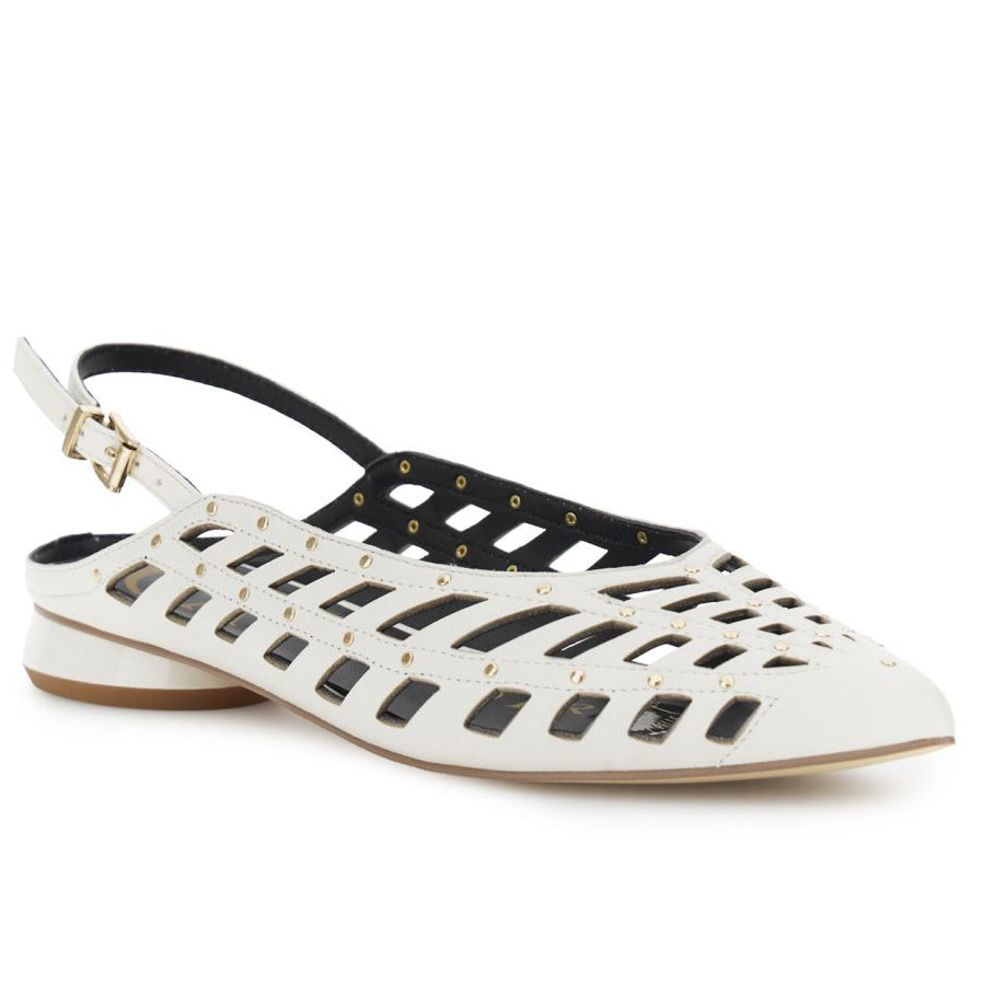 Slingback CafèNoir woman white perforated nappa leather