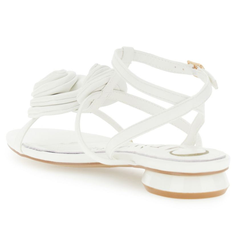 Sandali CafèNoir donna pelle bianco inserti fiore
