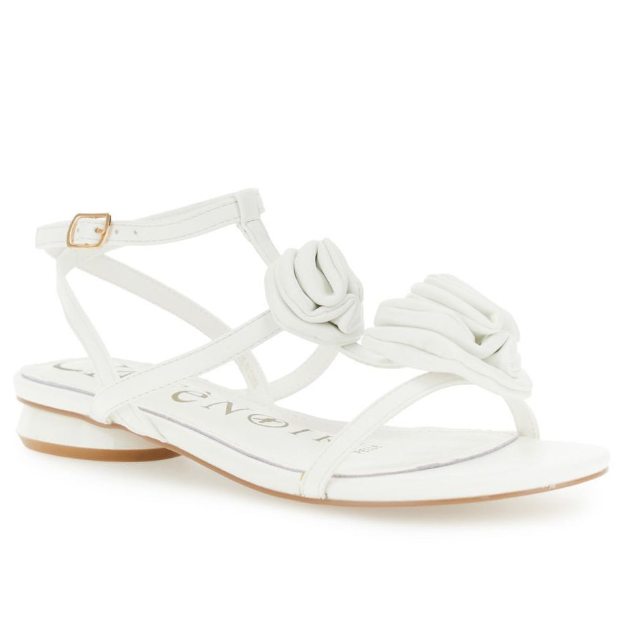 Sandali CafèNoir donna pelle bianco inserti fiore