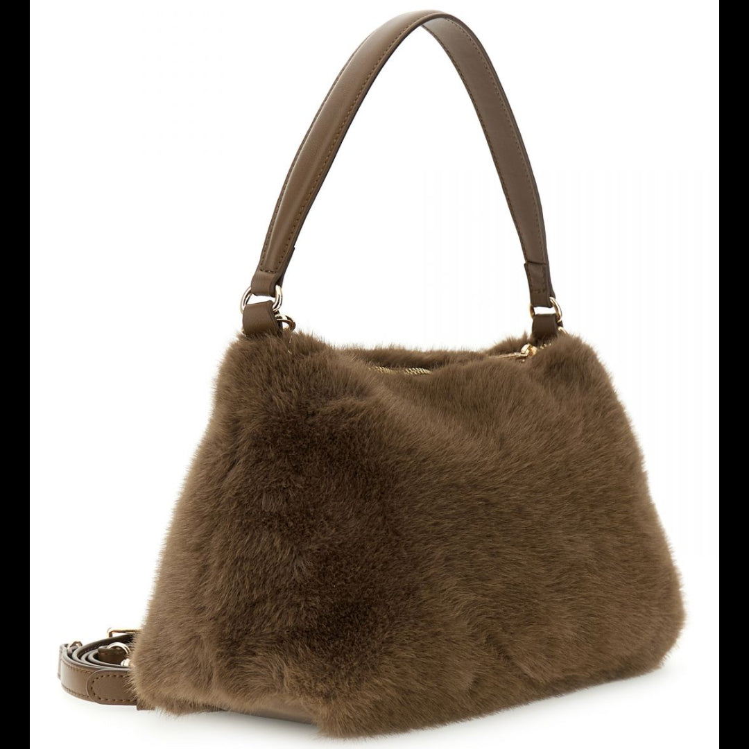 Borsa a spalla CafèNoir donna pelliccia marrone