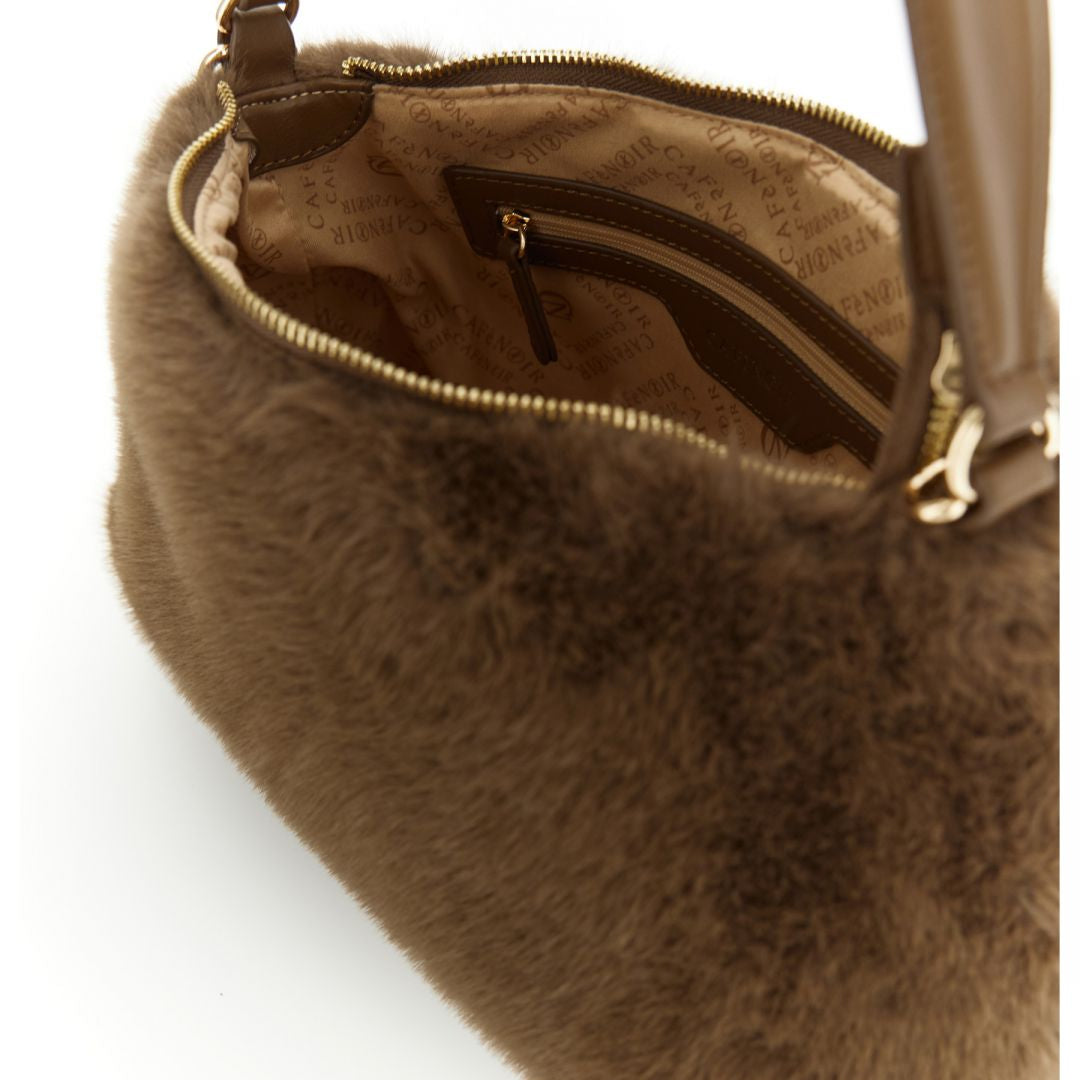 Borsa a spalla CafèNoir donna pelliccia marrone