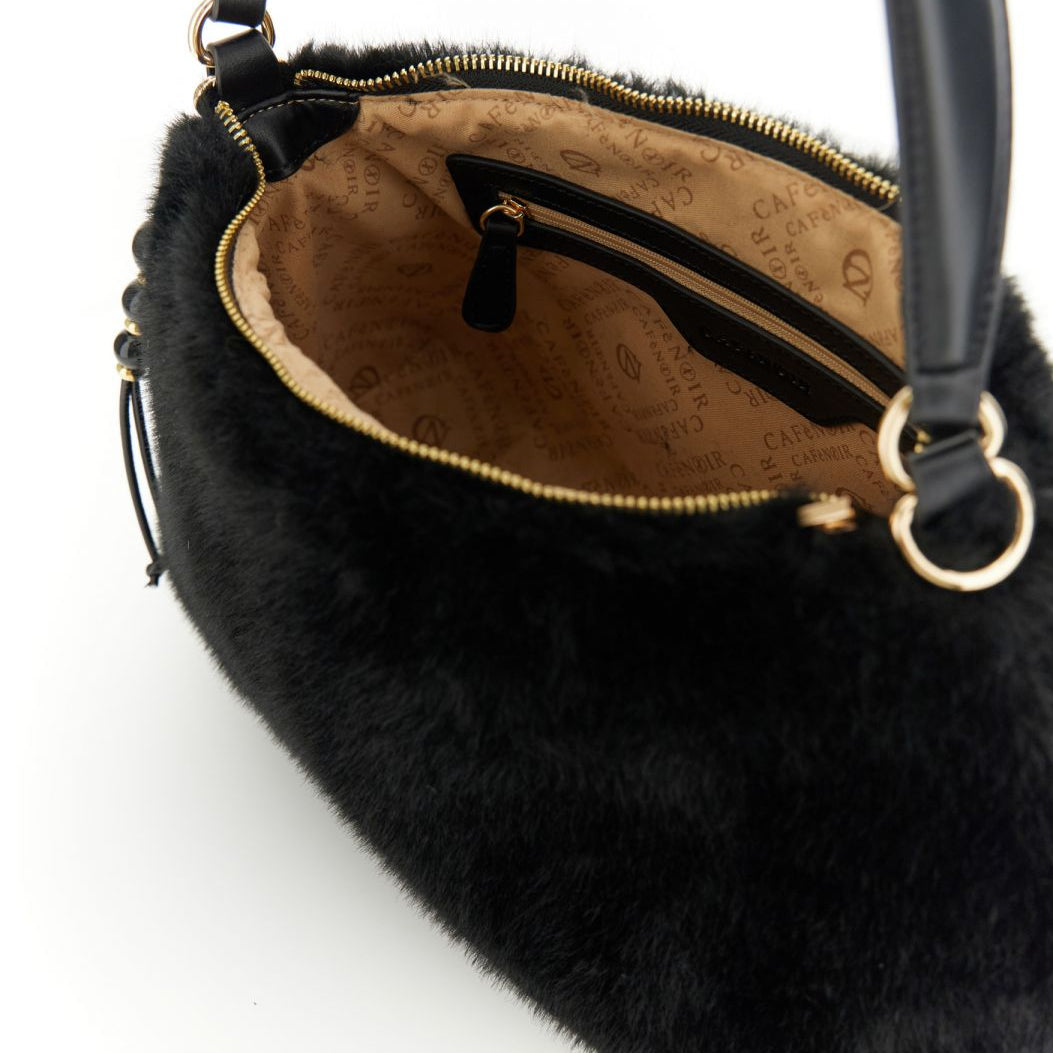 Shoulder bag CafèNoir women black faux fur
