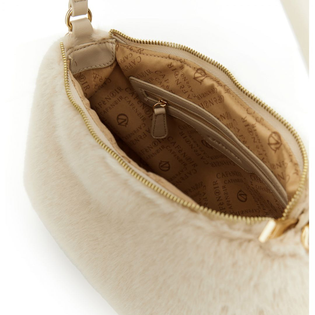 Borsa a spalla CafèNoir donna pelliccia avorio