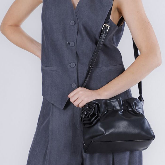 Handbag CafèNoir woman black rose insert